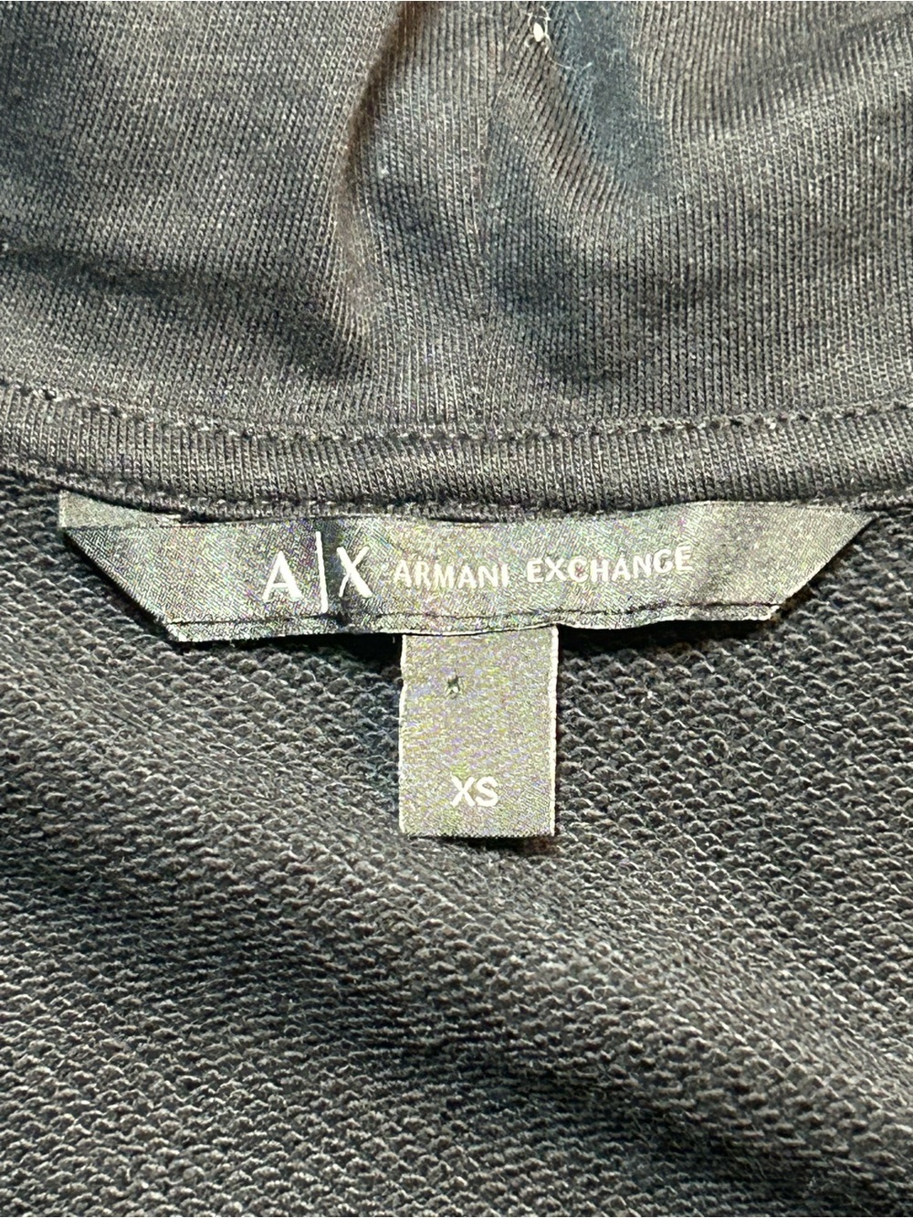 Armani Exchange Black Full Zip Intarsia Knit Logo Cuff Hoodie Jacket - Picture 8 of 9